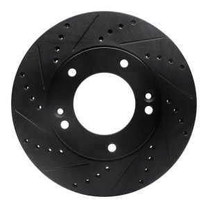 Kia Sorento Brake Rotor (1) - Front Left - R1 Concepts - Drilled & Slotted - Black - `07-`09